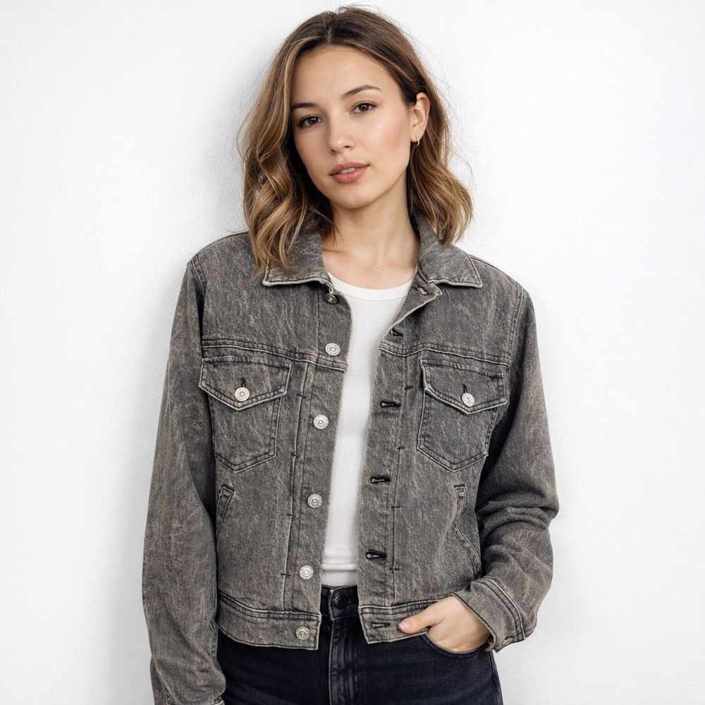 AG Adriano Goldschmied Gray Denim Jacket – Size S